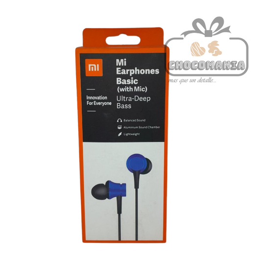 AUDIFONOS XIAOMI CON CABLE Y MICROFONO AZUL - CHOCOMANIA