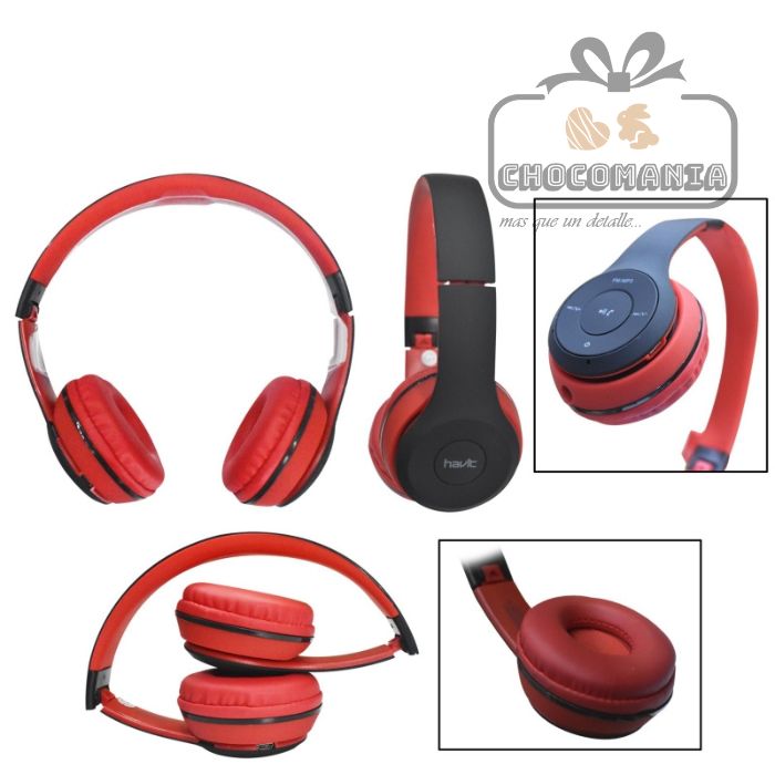 AUDIFONO BLUETOOTH HAVIT FM/MP3 HV-H2575BT NEGRO-ROJO - CHOCOMANIA