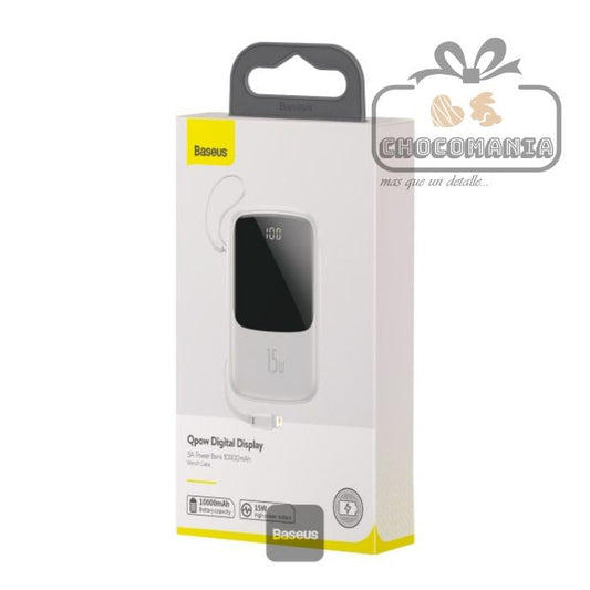 POWER BANK BASEUS PPQD-BO2 Digital DISPLAY 3A 10000MAH LIGHTNING BLANCO - CHOCOMANIA