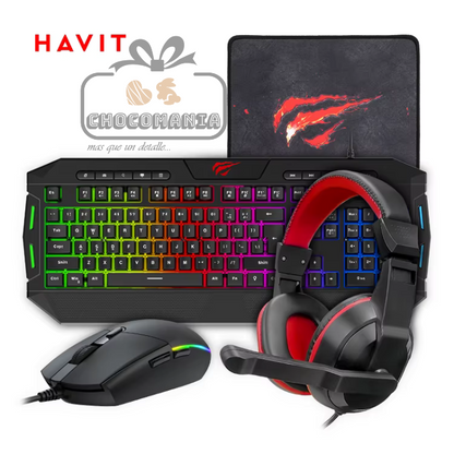 COMBO GAMER HAVIT KB501CM TECLADO/MOUSE/AUDIFONOS/MOUSE PAD