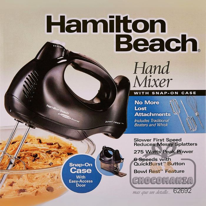 BATIDORA MANUAL HAMILTON BEACH NEGRA 62692 CON ESTUCHE - CHOCOMANIA