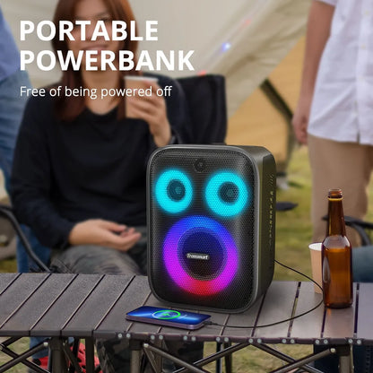 Parlante Bluetooth Tronsmart Halo 200 de 120W con karaoke, bajos potentes y luces RGB. Disponible bajo pedido con entrega en 48 horas.