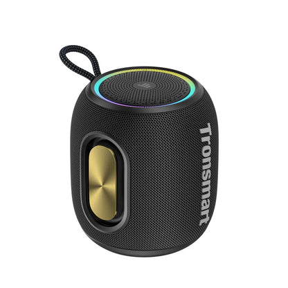 Tronsmart T8 Mini: 16W, IPX7, hasta 20 h (LED off), TWS, sonido 360°, BT 5.3, AUX y TF. Compacto y potente para exteriores y viajes.